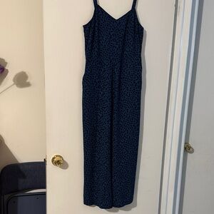 Apt. 9 Blue and Black Cropped Animal Print Jumpsuit